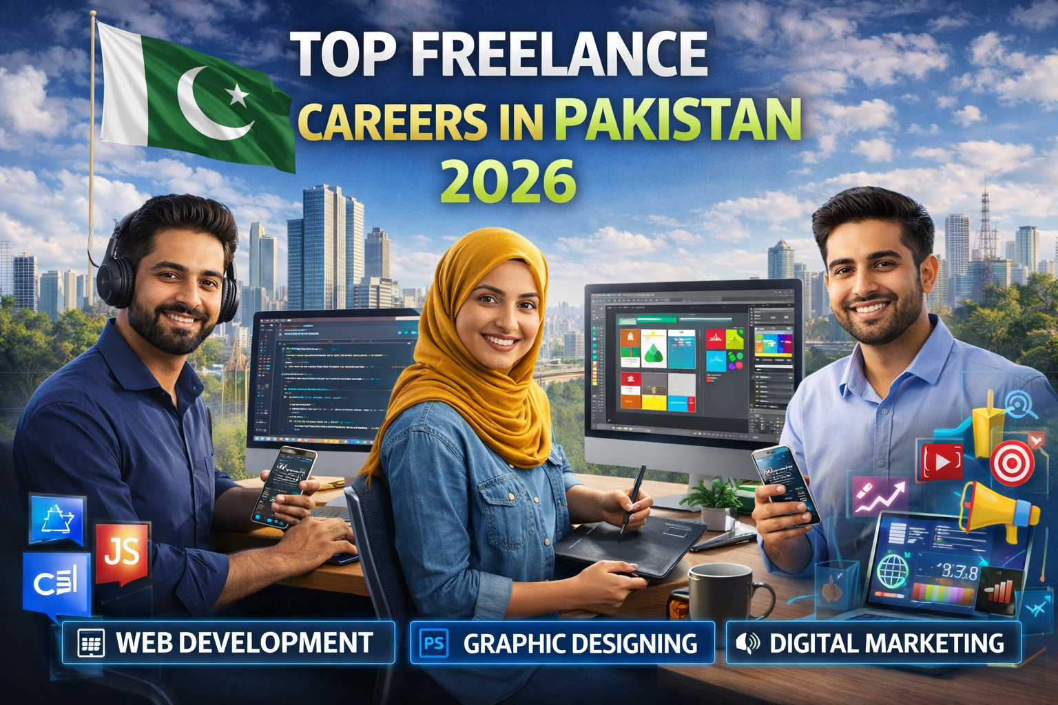 Visual representation of the top freelance career options in Pakistan for 2016, featuring key insights and data points.