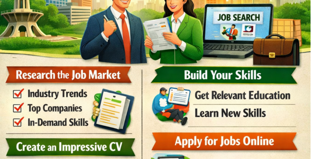 Job search tips and resources infographic